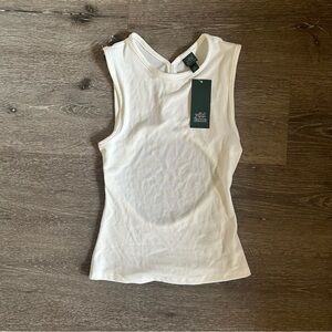 NWT XS Wild Fable White Ribbed Open Back Tank Top